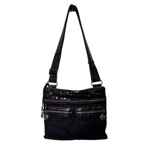 Brighton Go Go Messenger Slim Nylon Shoulder Bag with Croc Accents